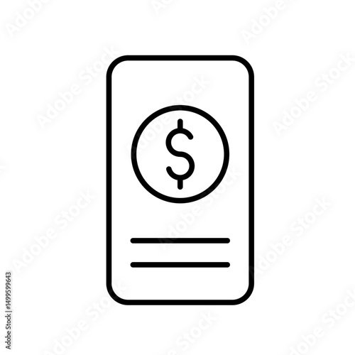 Mobile transaction line icon vector, with editable stroke, perfect for payment apps, e-wallets, and contactless finance platforms