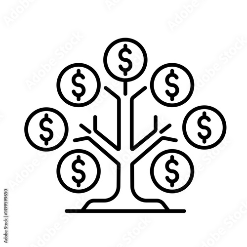 Tokenized assets line icon vector, with editable stroke, great for NFT apps, blockchain property, and DeFi investment visuals