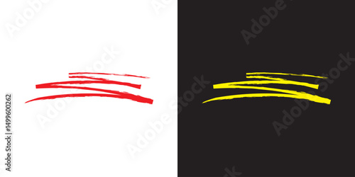 Pastel underline color crayon. Marker or pencil highlighter strokes with rough textured edges.  Horizontal hand drawn chalk. Vector illustration. EPS 10/AI