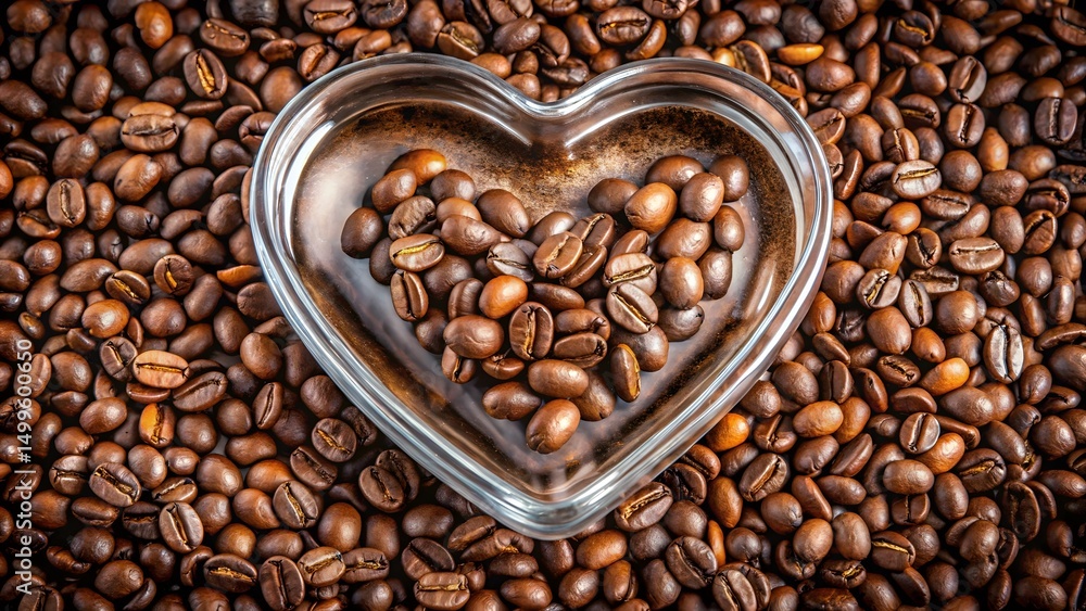 Fototapeta premium Heart-Shaped Bowl of Coffee Beans