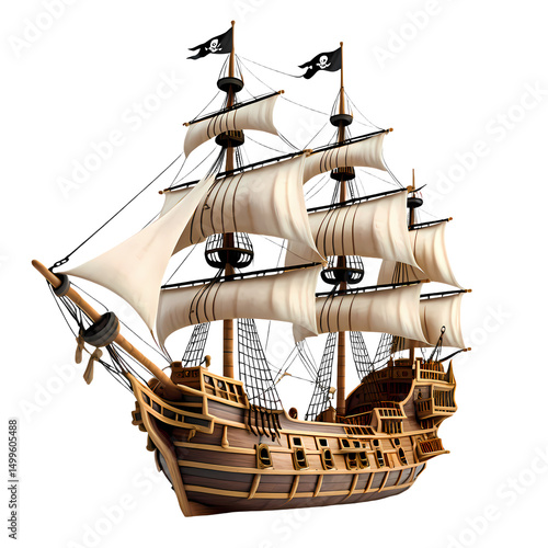 pirate ship on a white background