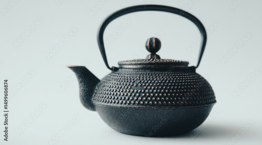 Dark, ornate cast iron teapot Dark, ornate cast iron teapot