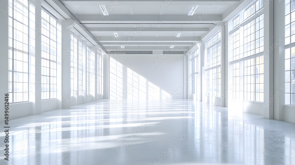 Fototapeta premium stylish 3d commercial space with light flooded interior