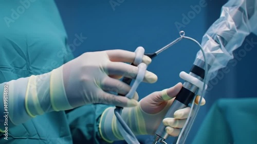 Wallpaper Mural Surgeon performing laparoscopic surgery using advanced medical equipment in a sterile operating room. Torontodigital.ca