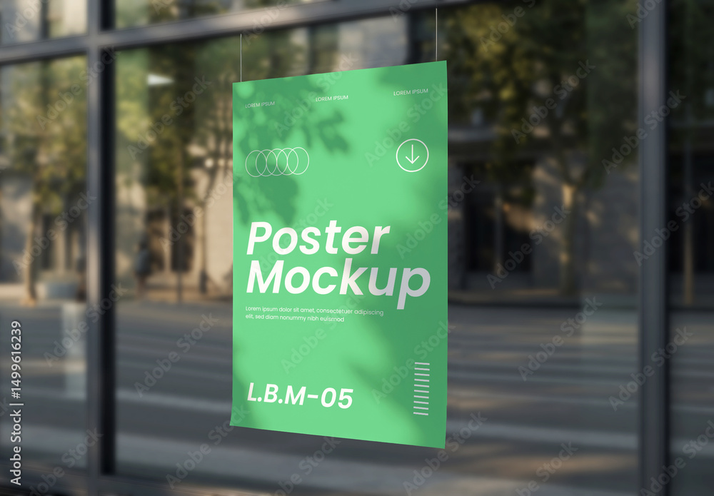 Mockup of Customizable Poster on Building Window Stock Template | Adobe ...