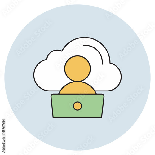 Cloud Workspace icon, Seamless Collaboration in the Cloud, Empower Remote Teams with a Cloud Workspace, vector