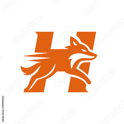 The Fox and Letter H Logo Icon Symbol Emblem