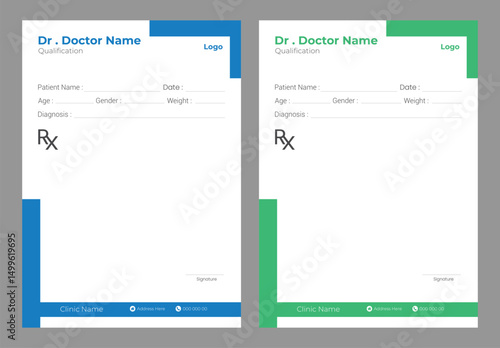  Doctor letterhead design template blank simple medical form a4 vector
