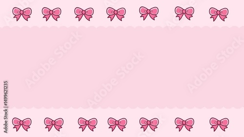 Aesthetic style kawaii pink bow background. Pastel soft color animated background perfect for background
