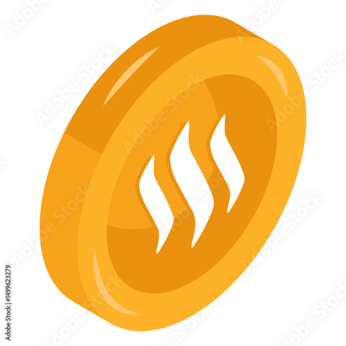 Steem coin icon, editable vector