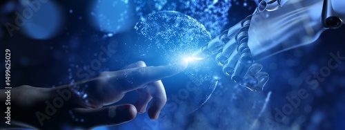 Foto Human and AI Collaboration in Advanced Technology Concept.