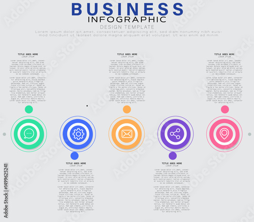5 Step Vertical Business Infographic with Sections,  Structured Layout