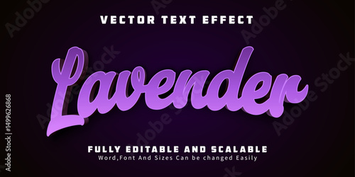 Editable text effect lavender 3d creative and purple font style