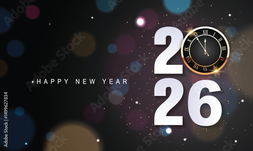 2026 Happy New Year Background Design. Greeting Card, Banner, Poster. Vector Illustration.