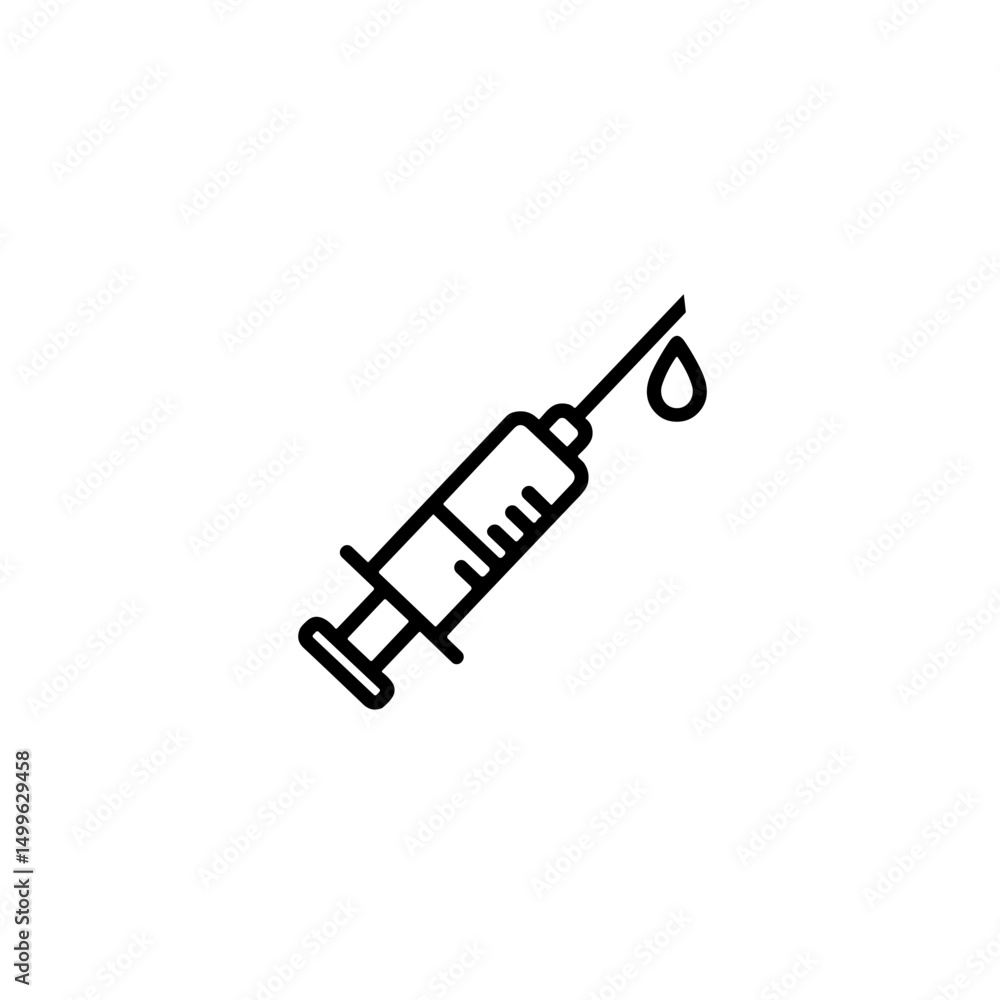Vaccine icon with a drop of liquid in a minimalist style Vaccine icon with a drop of liquid in a minimalist style