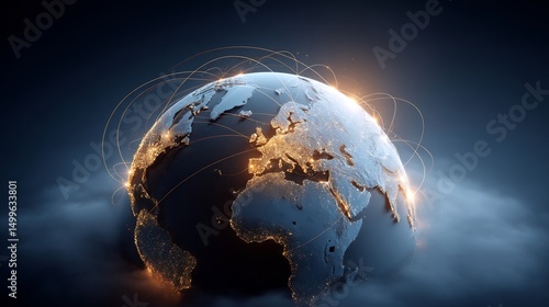 Global Connectivity: An Illuminated Earth Representing Worldwide Communications