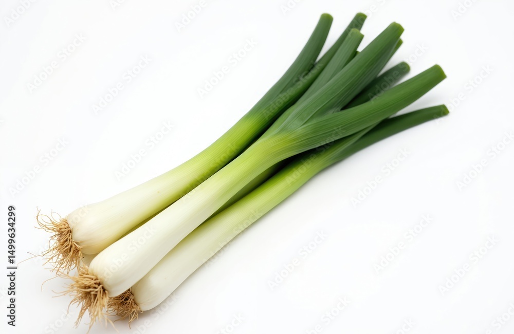 Fresh green leeks isolated on white. Culinary herbs bunch, cooking ingredient. Organic healthy vegetable. Raw food for vegetarian diet, soup broth, cooking. Macro shot, high quality. Fresh green leeks isolated on white. Culinary herbs bunch, cooking ingredient. Organic healthy vegetable. Raw food for vegetarian diet, soup broth, cooking. Macro shot, high quality.