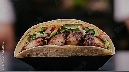 Delicious fish taco food stall.