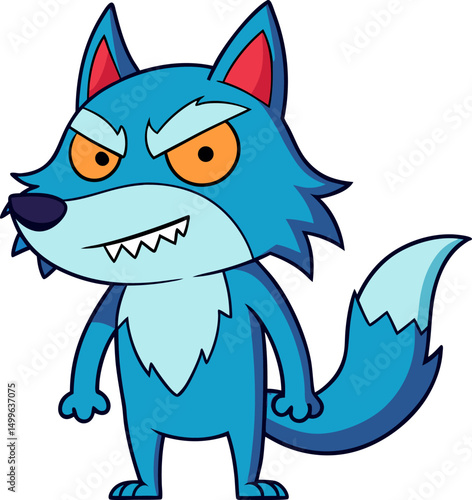 Angry wolf with sharp teeth and fierce eyes ready to howl in cartoon format for kids wild animal vectors