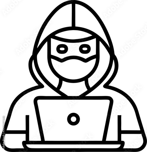 ethical hacker vector outline icon on white or transparent background	