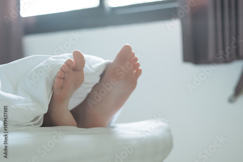 Wallpaper Mural girl's legs in white pastel lingerie, hotel vacation Torontodigital.ca