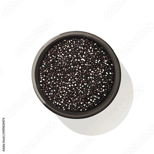 My very Simple flat 2D icon, chia seeds isolated on a white background, vector, flat design, animation design, simple flat 2D icon, minimalist design, vector design, eps