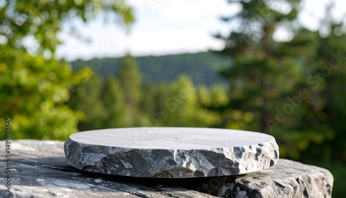 Wallpaper Mural 3D Stone Podium on Rock Platform with Forest Background for Natural Product Display Torontodigital.ca