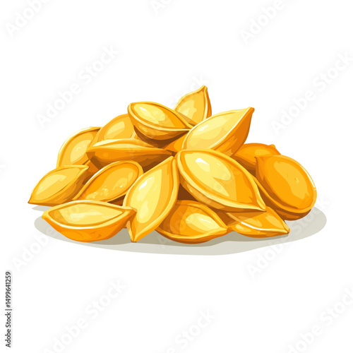 My very Simple flat 2D icon, pumpkin seeds group isolated on a white background, vector, flat design, animation design, simple flat 2D icon, minimalist design, vector design, eps