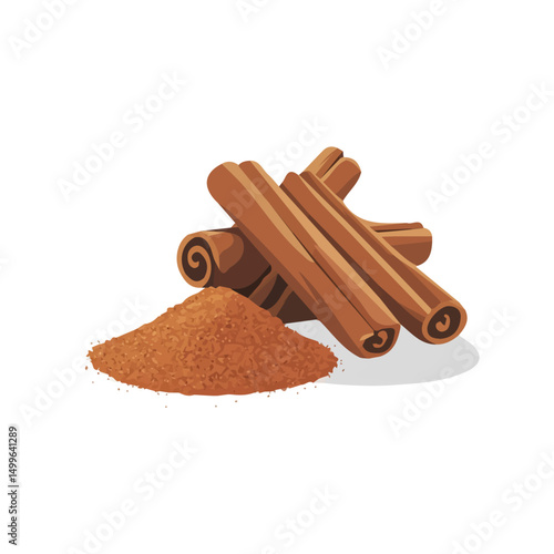 My very Simple flat 2D icon, ground cinnamon isolated on a white background, vector, flat design, animation design, simple flat 2D icon, minimalist design, vector design, eps