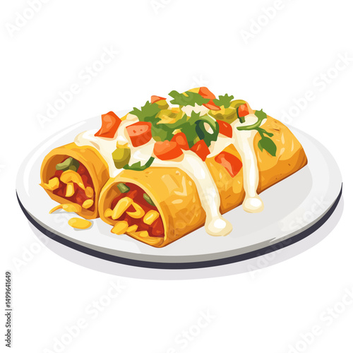 My very Simple flat 2D icon, enchilada isolated on a white background, vector, flat design, animation design, simple flat 2D icon, minimalist design, vector design, eps