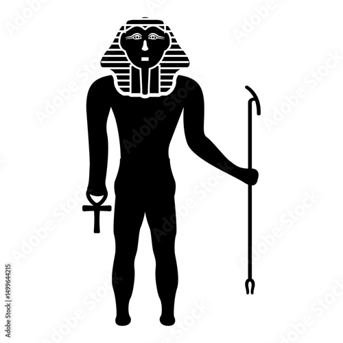 Egypt pharaoh Tutankhamen King Tut icon black color vector illustration image flat style