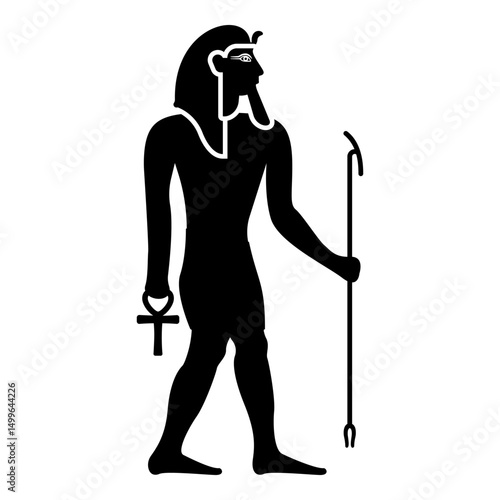 Pharaoh Egypt Tutankhamen King Tut icon black color vector illustration image flat style