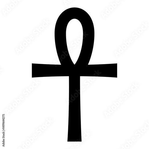 Coptic cross Ankh ancient Egyptian religious symbol icon black color vector illustration image flat style
