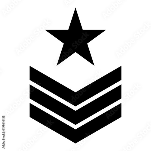Army chevron military rank insignia badge symbol sign petty officer icon black color vector illustration image flat style