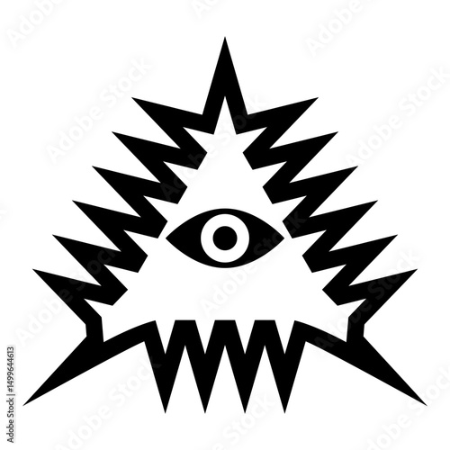 Mason symbol occult emblem of masonic Illuminati triangle all seeing eye of vision providence sacred sign in pyramid in triangle secret concept icon black color vector illustration image flat style