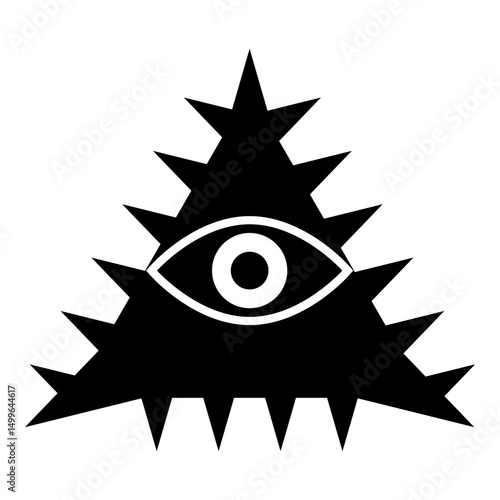 Mason symbol occult emblem of masonic Illuminati triangle all seeing eye of vision providence sacred sign in pyramid in triangle secret concept icon black color vector illustration image flat style