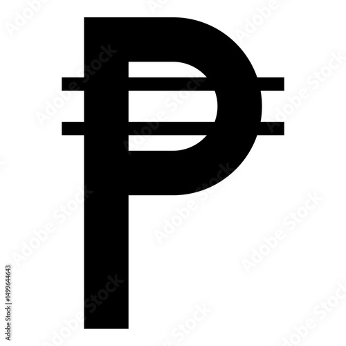 Filipino Peso sign symbol currency icon black color vector illustration image flat style