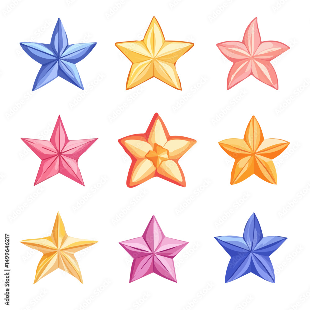 Obraz premium My Simple flat 2D icon star fruits set isolated on transparent background, vector, flat design, animation design, simple flat 2D icon, minimalist design, clipart