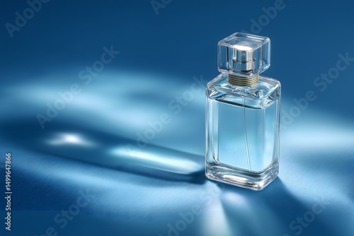 Wallpaper Mural Perfume advertisement, luxury and minimalism: Elegant clear glass perfume, geometric shadow play. Torontodigital.ca