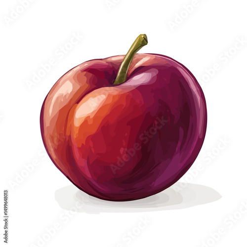My very Simple flat 2D icon, whole nectarine isolated on a white background, vector, flat design, animation design, simple flat 2D icon, minimalist design, vector design, eps
