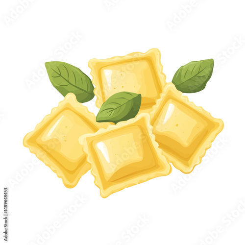 My very Simple flat 2D icon, ravioli pieces isolated on a white background, vector, flat design, animation design, simple flat 2D icon, minimalist design, vector design, eps