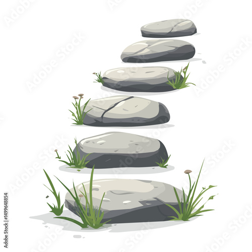 My very Simple flat 2D icon, stone path isolated on a white background, vector, flat design, animation design, simple flat 2D icon, minimalist design, vector design, eps