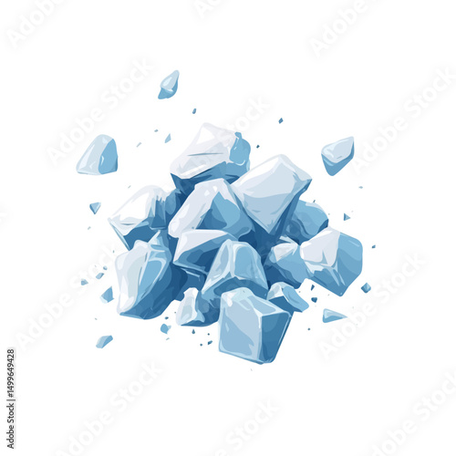 My very Simple flat 2D icon, crushed ice set isolated on a white background, vector, flat design, animation design, simple flat 2D icon, minimalist design, vector design, eps