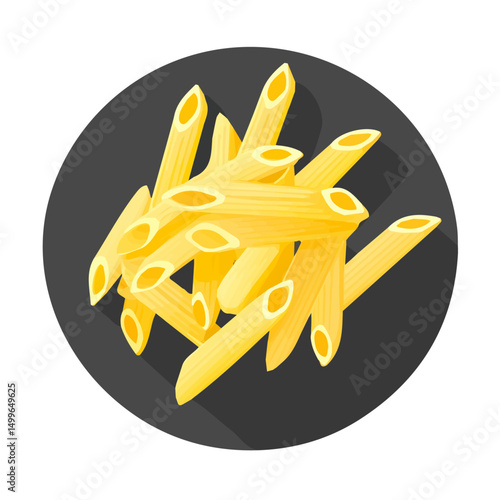 My very Simple flat 2D icon, penne pasta isolated on a white background, vector, flat design, animation design, simple flat 2D icon, minimalist design, vector design, eps