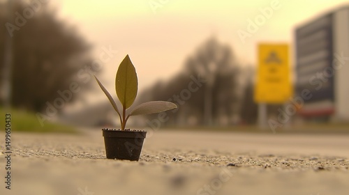 Small Plant with Urban Roadside.