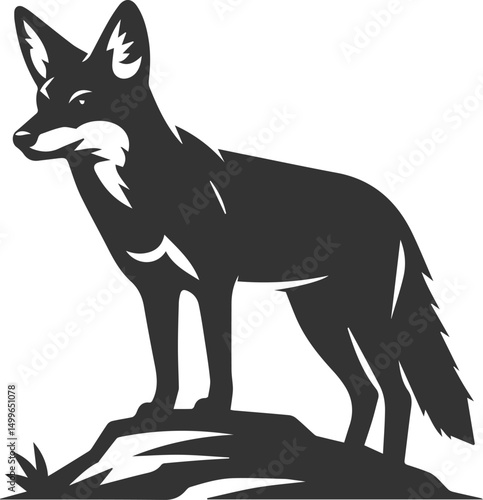 Vector jackal drawing animal silhouette