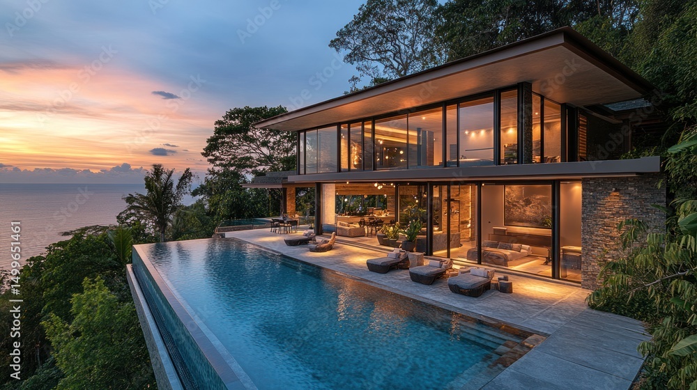 Luxury Cliffside Villa with Infinity Pool at Sunset Luxury Cliffside Villa with Infinity Pool at Sunset