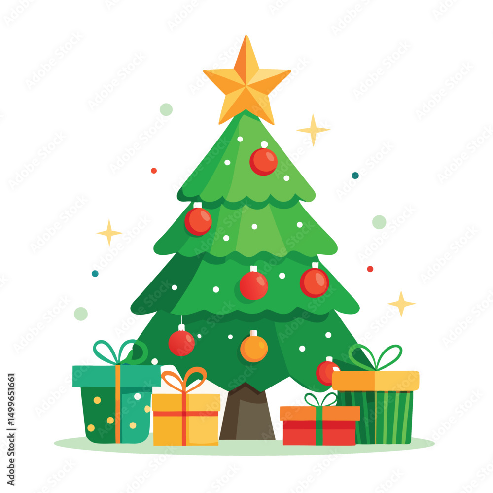 a christmas tree topped with a glowing star surrounded a christmas tree topped with a glowing star surrounded