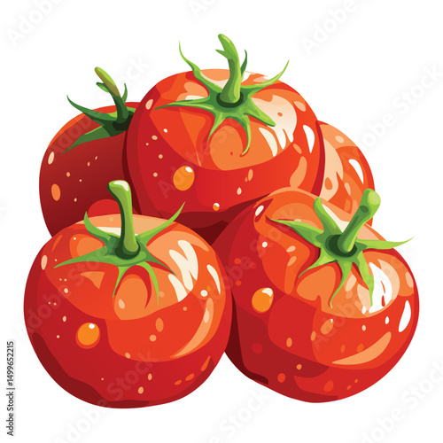 a cluster of ripe tomatoes with glistening skin