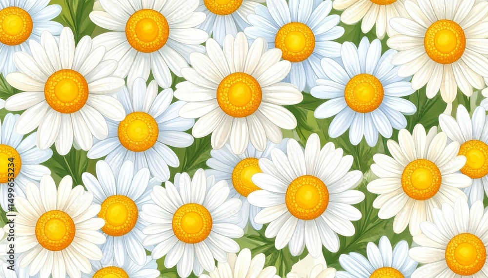 Fototapeta premium Floral pattern with hand-drawn daisy flowers